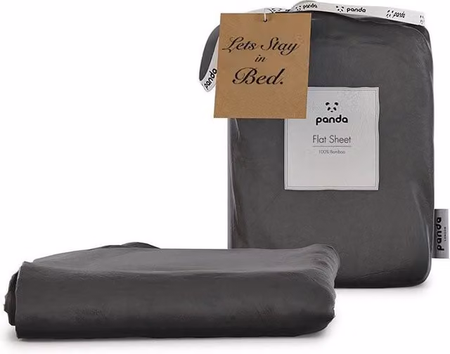 Panda London Organic Bamboo Double Flat Sheet in Urban Grey, W/D/H: 140 x 200 cm – 1