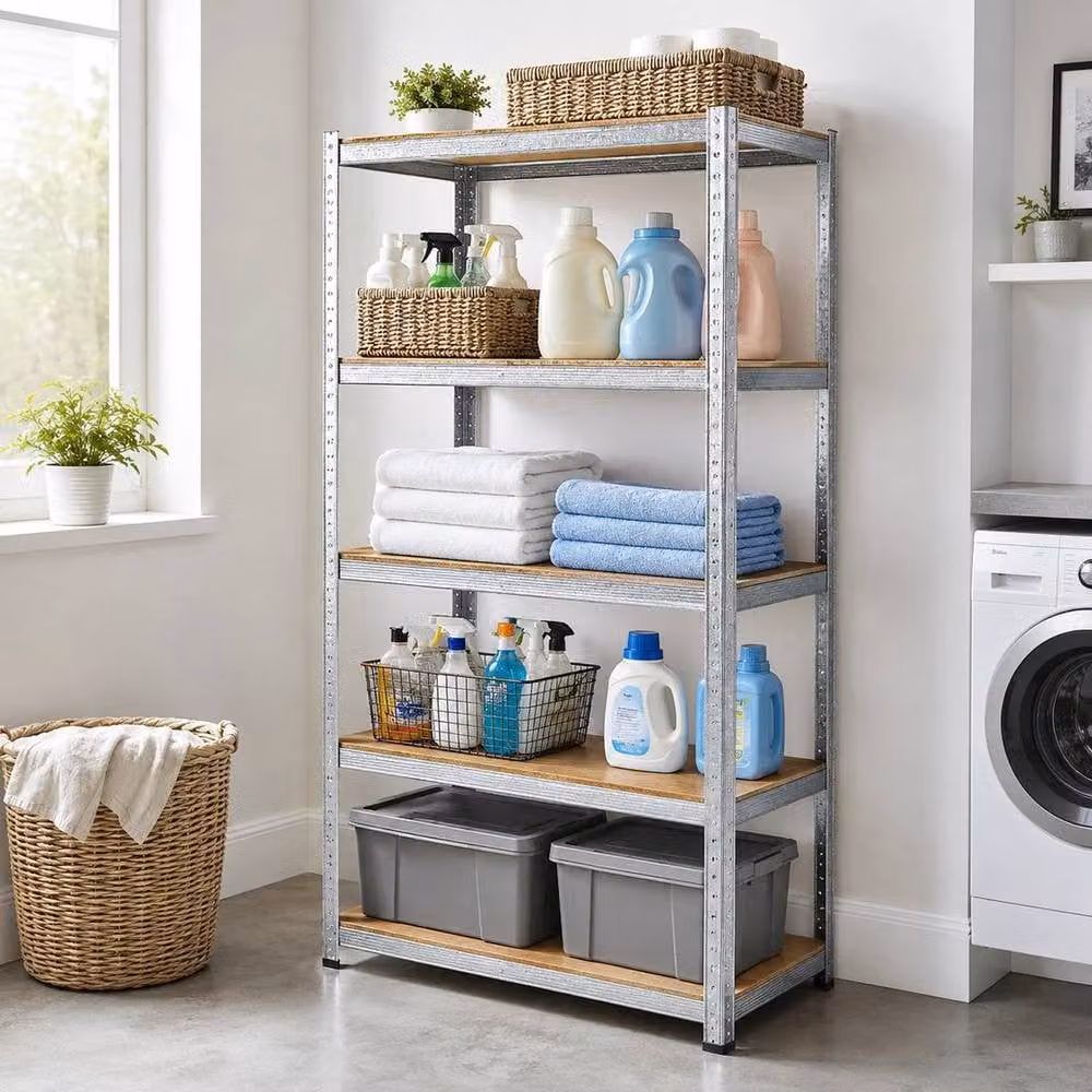 PAWNORA Silver Metal Shelving Rack Unit with Adjustable Shelves, H 150 cm x W 70 cm x D 30 cm – 4