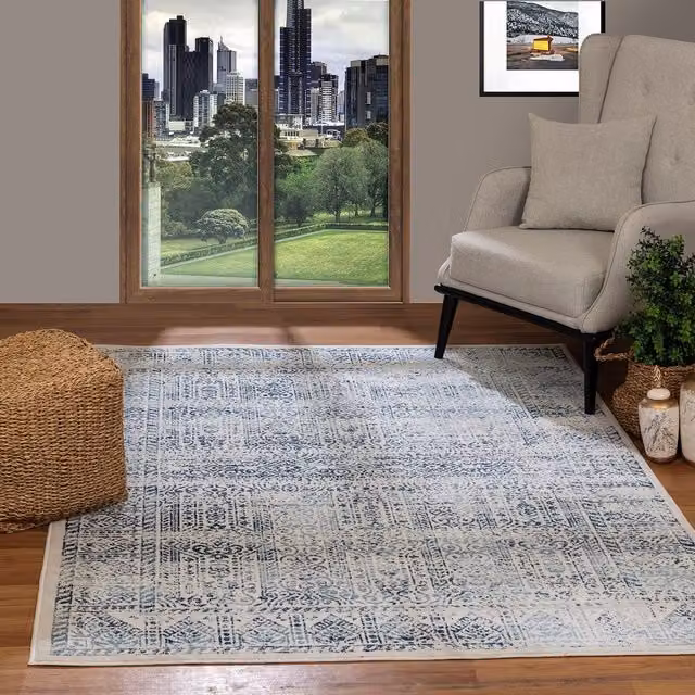 Livabliss Floransa Vintage Traditional Boho Living and Dining Rug in Blue, W: 160 cm, D: 215 cm – 1