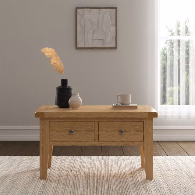 Seconique Classic Rectangular Oak Coffee Table in Brown