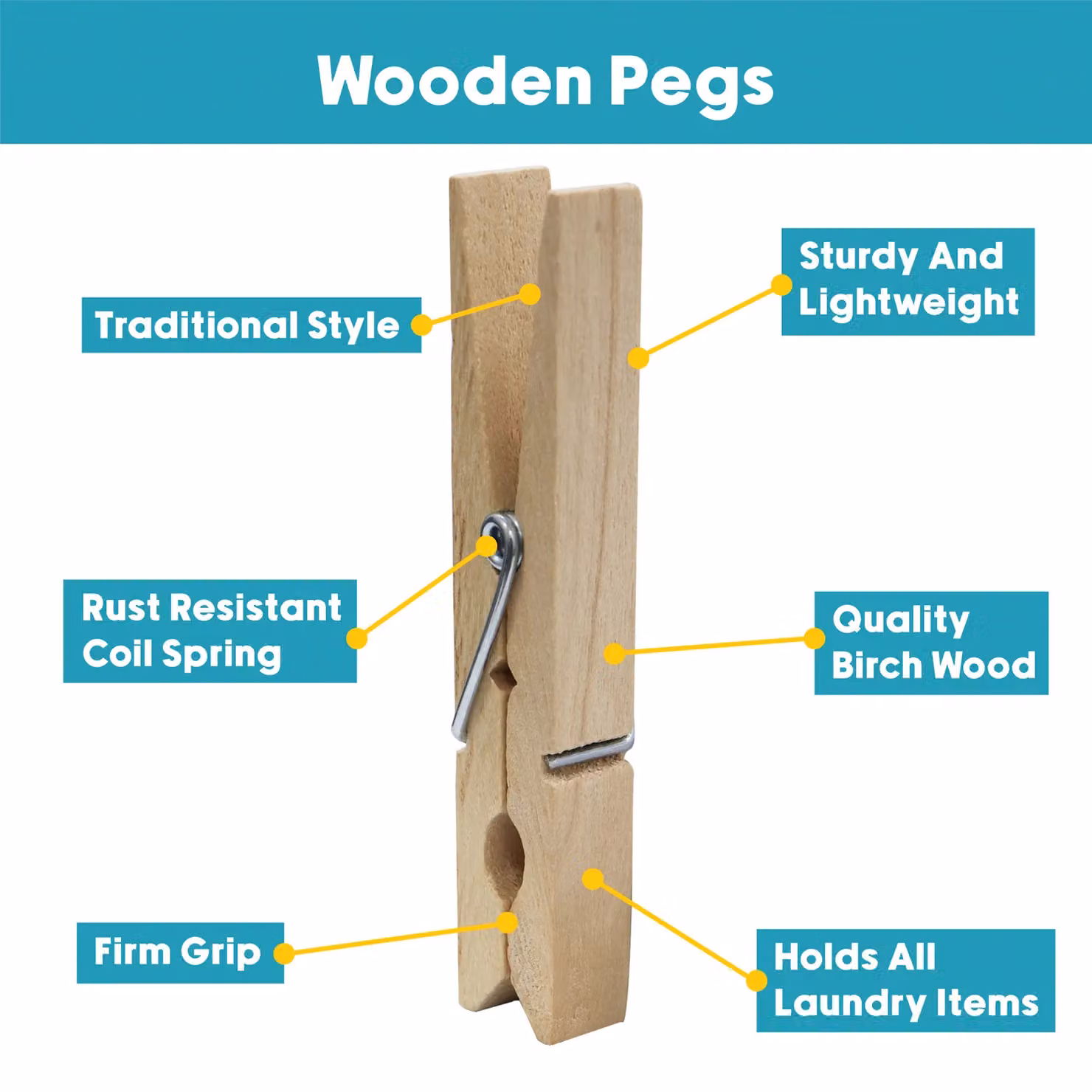 JVL Brown Birch Wood Pegs – 2