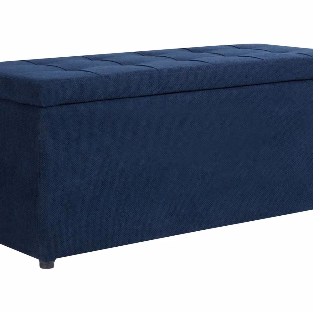 Wyld and Coco Blue Fabric Storage Ottoman, W/D/H: 100 x 42 x 40 cm – 2