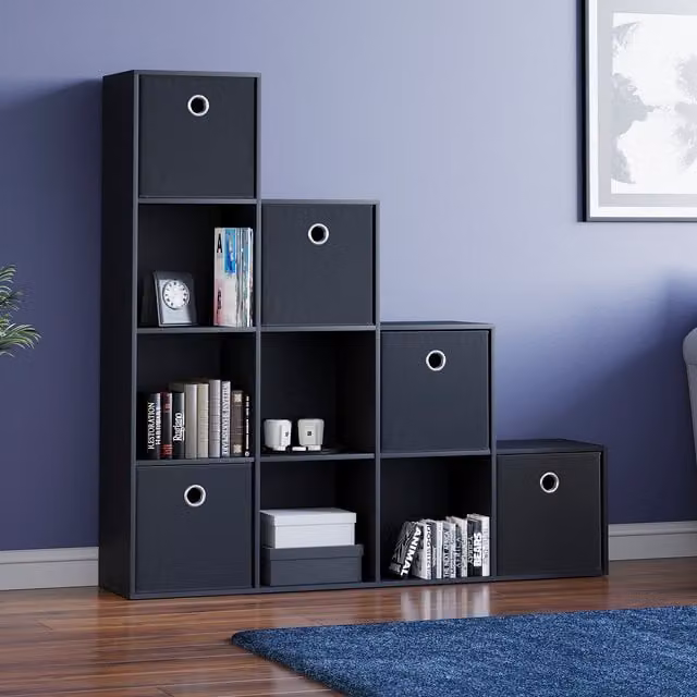 Vida Designs Durham 10 Cube Staircase Storage Unit with 5 Black Baskets