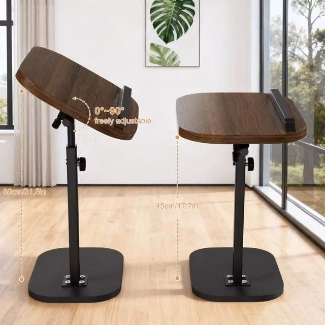Hinsinc Adjustable C-Shape Laptop Sofa Side Table in Brown