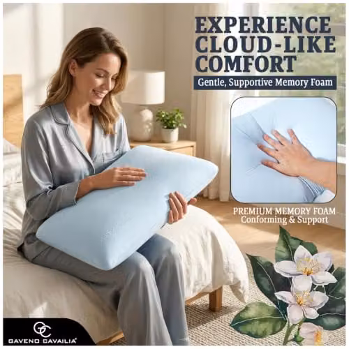 GC Gaveno Cavailia Jasmine Scented Memory Foam Pillow in Blue, W/D/H: 60 x 40 x 13 cm – 3