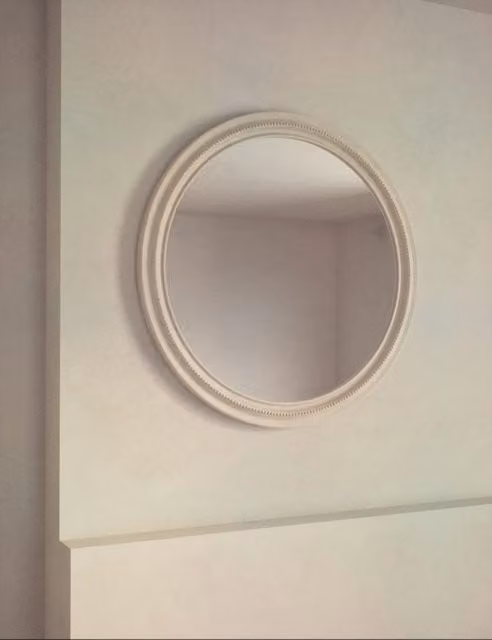 M&S Daphne Round Hanging Wall Mirror in White