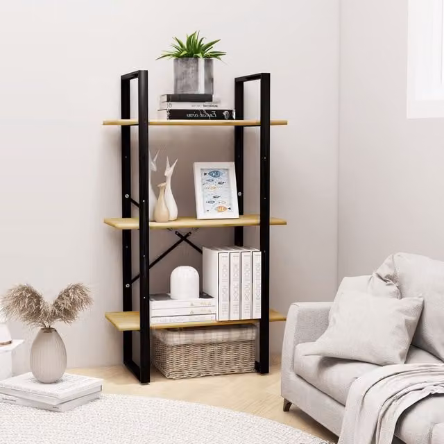 Berkfield Brown Solid Pine Wood and Metal Industrial Home Storage Shelf with Adjustable Shelves, W/D/H: 60 x 30 x 105 cm – 1