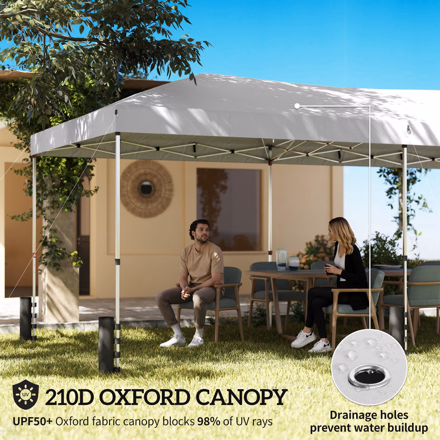 Outsunny White Pop Up Garden Gazebo Canopy with UV50+ Protection and 6 Sidewalls, W: 6 m, D: 3 m, H: 2.1 m – 3