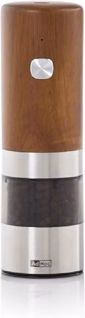 AdHoc Electric Acacia Wood Pepper and Salt Mill in Brown and Silver