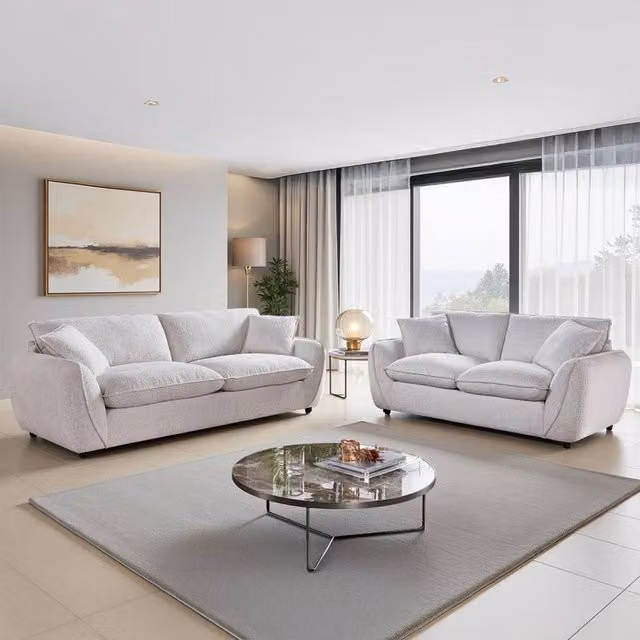 Furnishings For Less UK Berti Modern Beige Fabric Sofa Suite with 3 Seater and 2 Seater Sofas – 1