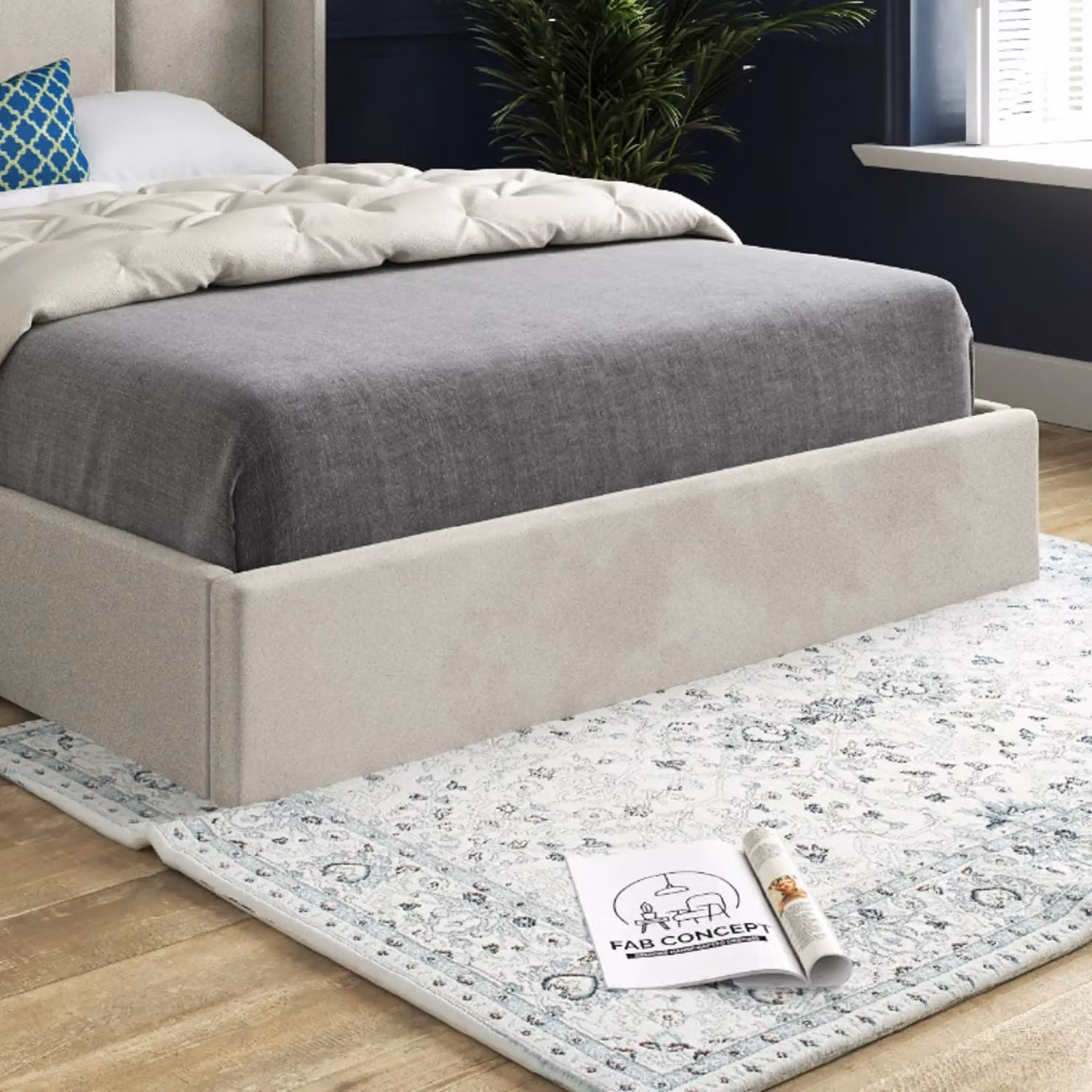 KDMD Quanta Super King Upholstered Velvet Bed Frame in Cream – 3