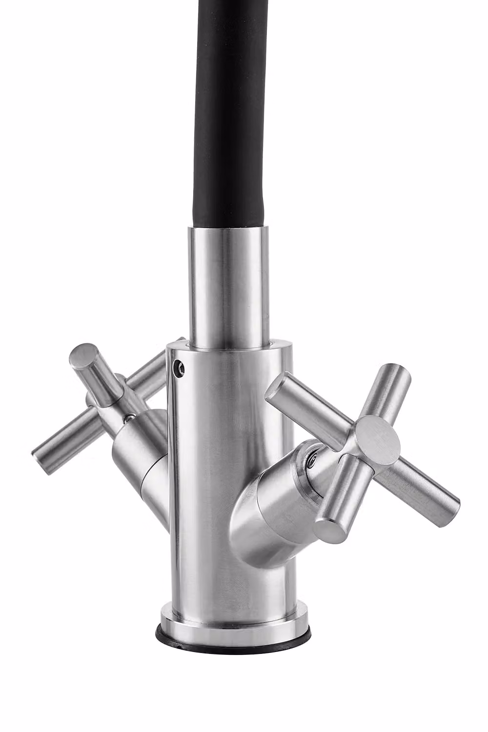 H&O Direct Matt Black Dual-Handle Flexible Silicone Kitchen Mixer Tap – 4