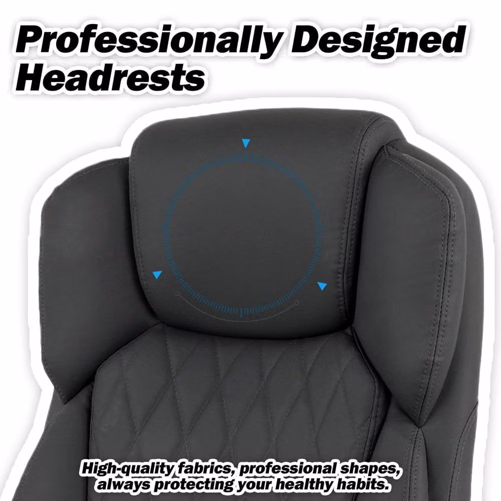 FURNITURE ONE Executive Office Swivel Chair in Dark Grey with Headrest and Armrests – 8