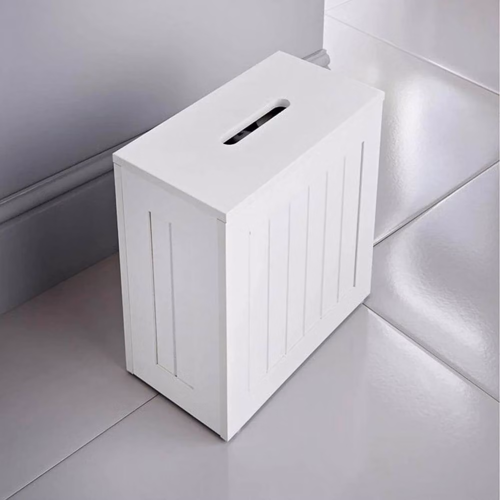 FLAVORA White Freestanding Toilet Roll Paper Holder with Cover, W: 180 cm, H: 180 cm – 2