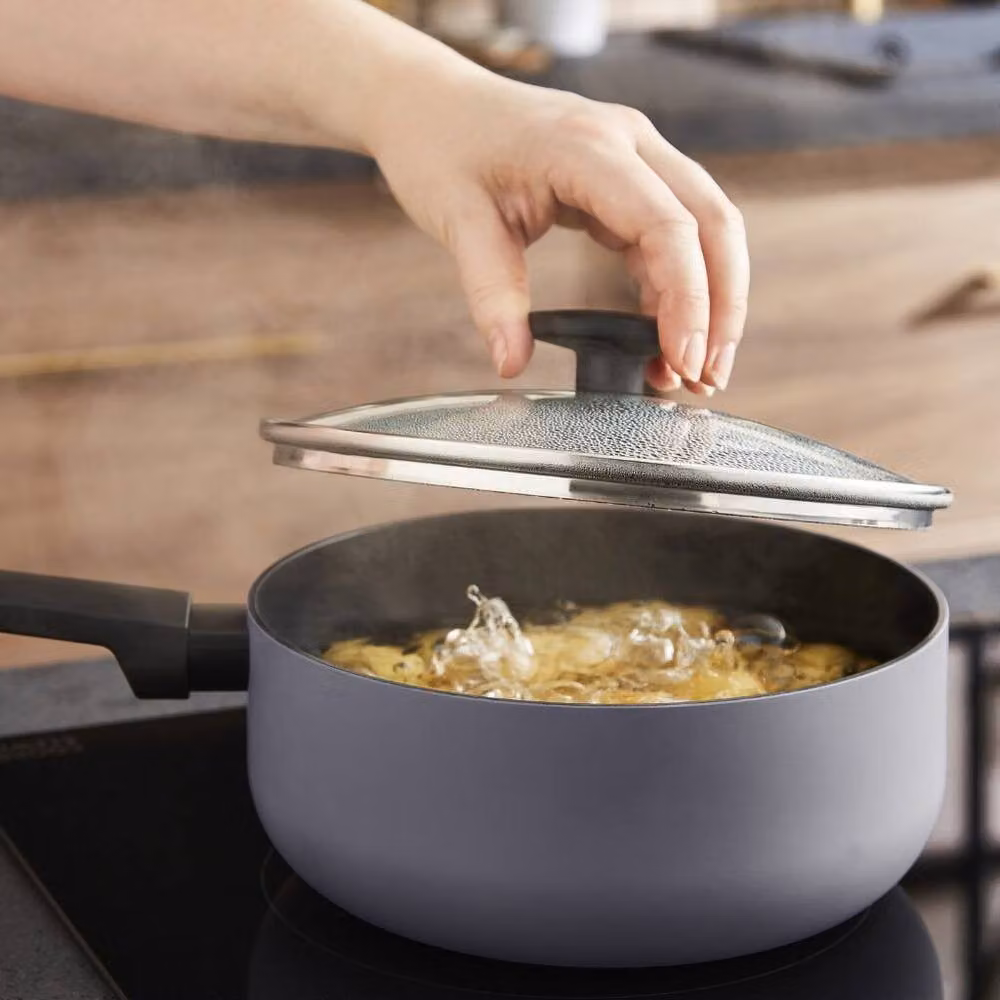 Morphy Richards 3-Piece Ceramic and Aluminium Saucepan Set, Grey – 8