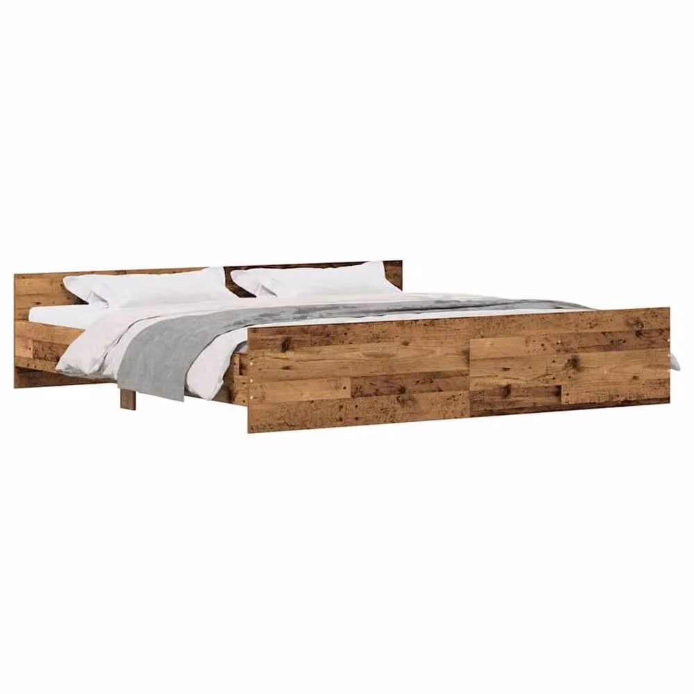 Berkfield Home Old Wood Bed Frame in Brown, Engineered Wood, W/D/H: 200 x 200 x 50 cm – 3