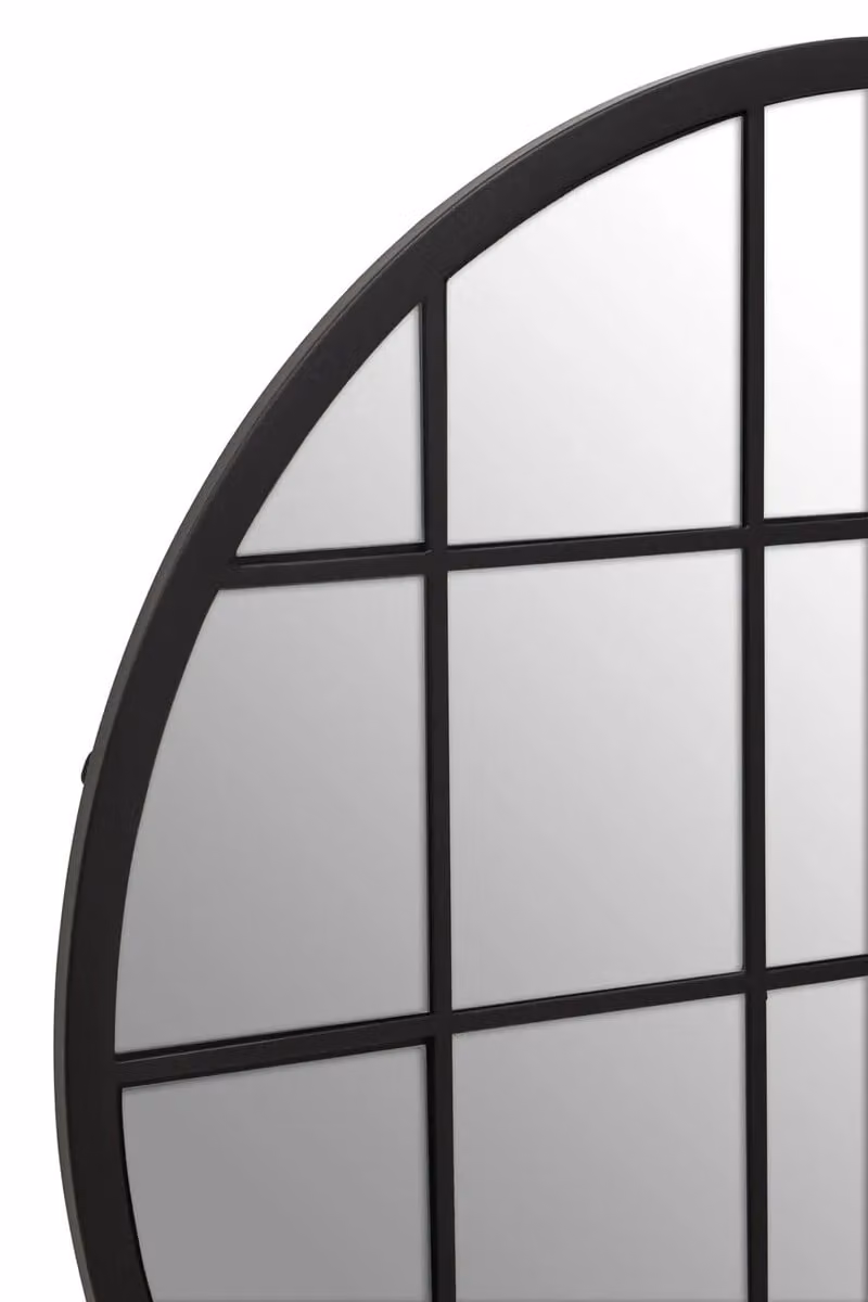 Orsina Descartes Round Geometric Metal Wall Mirror in Black – 4