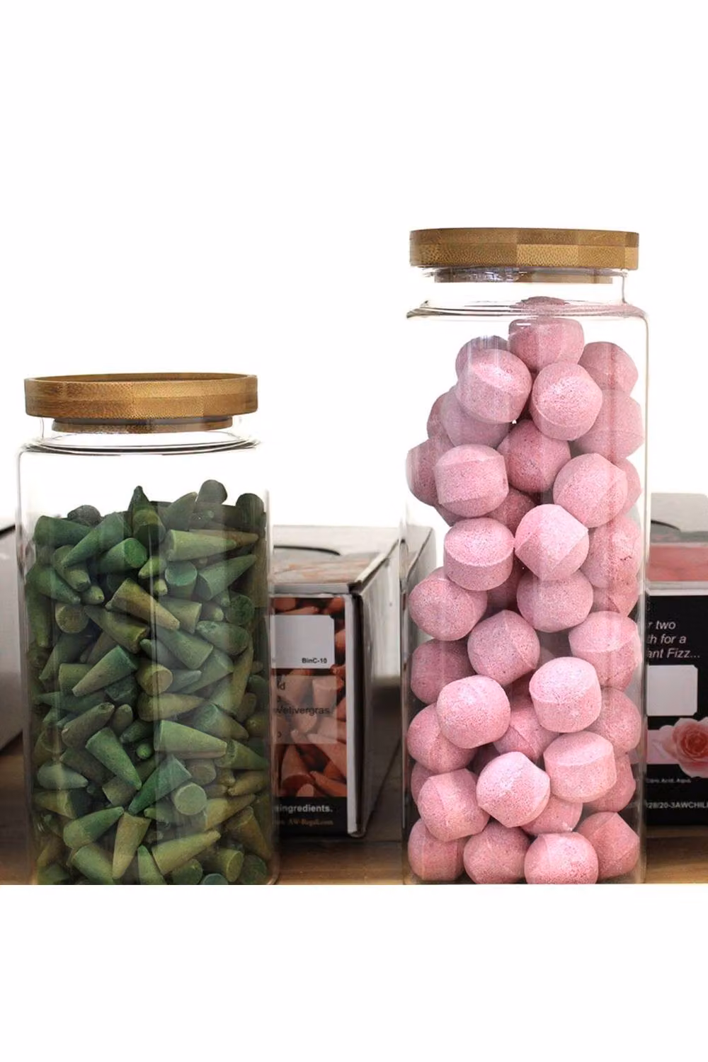 KDMD Cottage Large Transparent Glass Storage Jar with Bamboo Lid, Height: 25 cm – 3