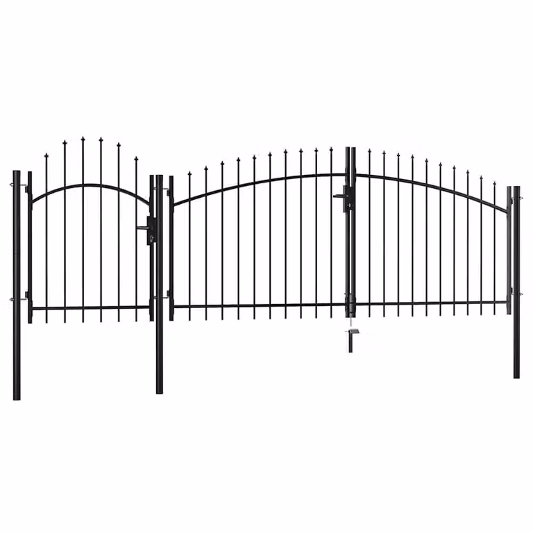 Berkfield Home Elegant Steel Swing Garden Gate, Black, W: 400 cm, H: 200 cm