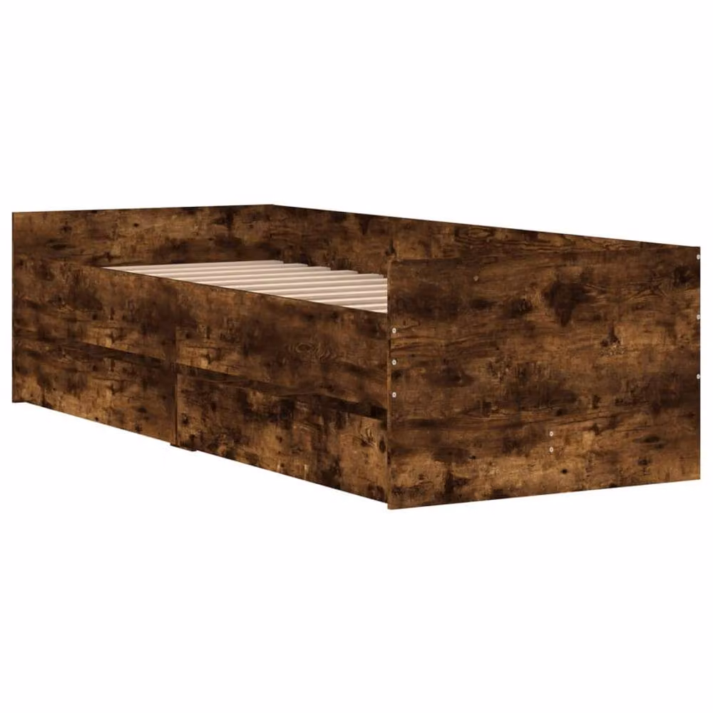 Berkfield Home Small Single Bed Frame in Smoked Oak Brown, W: 75 cm, L: 190 cm – 3