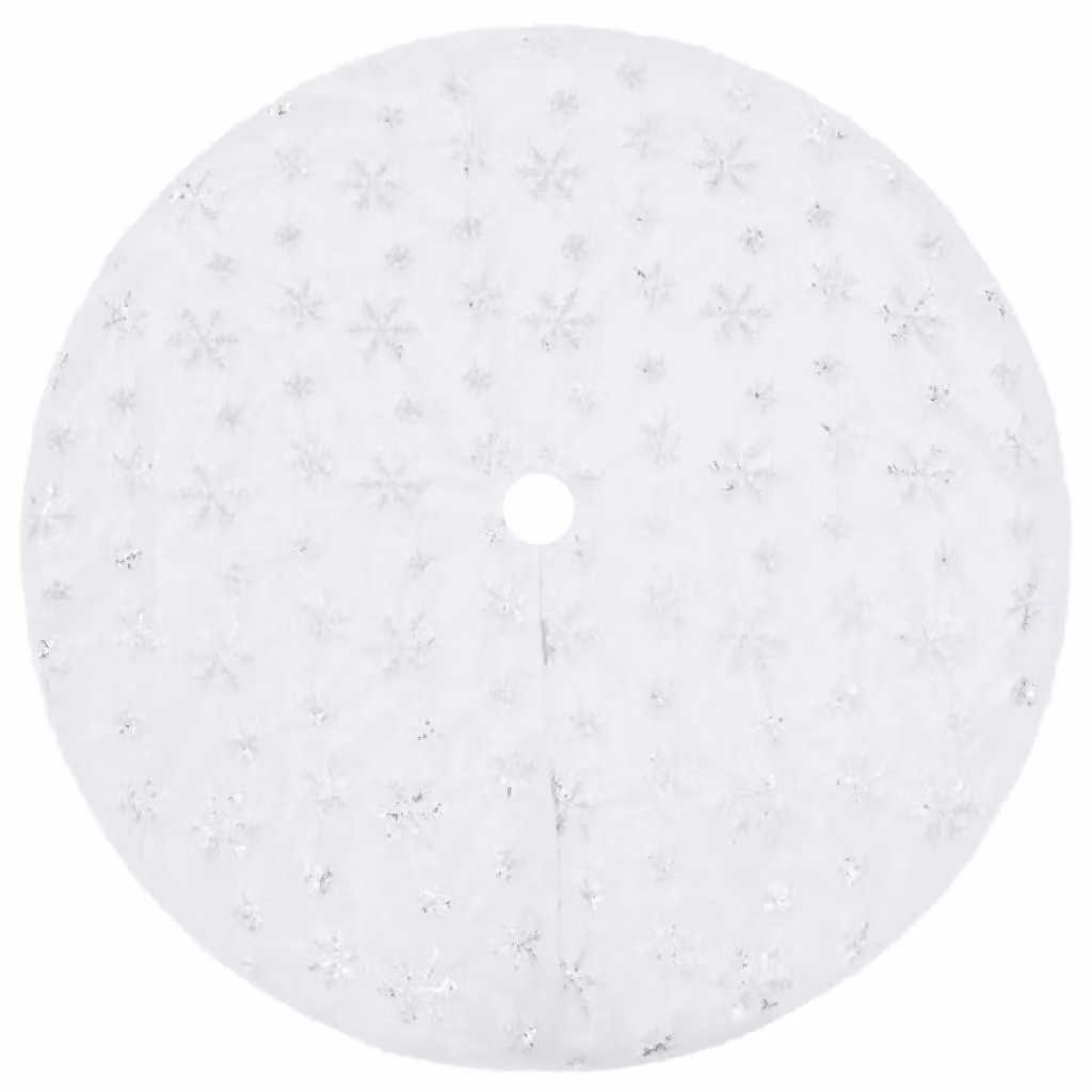 Berkfield Home Luxury White Faux Christmas Tree Skirt, 150 cm Diameter – 2