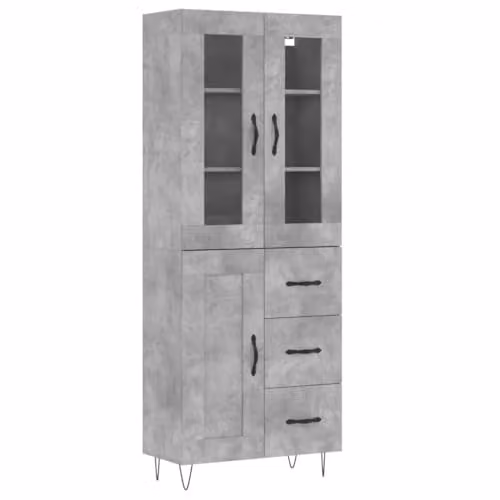 vidaXL Modern Highboard in Grey, W/D/H: 69.5 x 34 x 180 cm