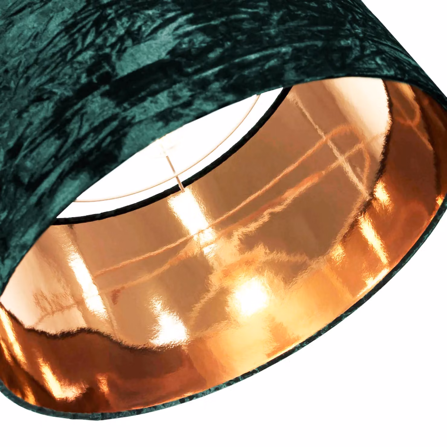 Happy Homewares Modern Round Crushed Velvet Lamp Shade with Shiny Paper Inner in Dark Green, Diameter: 50.8 cm – 2