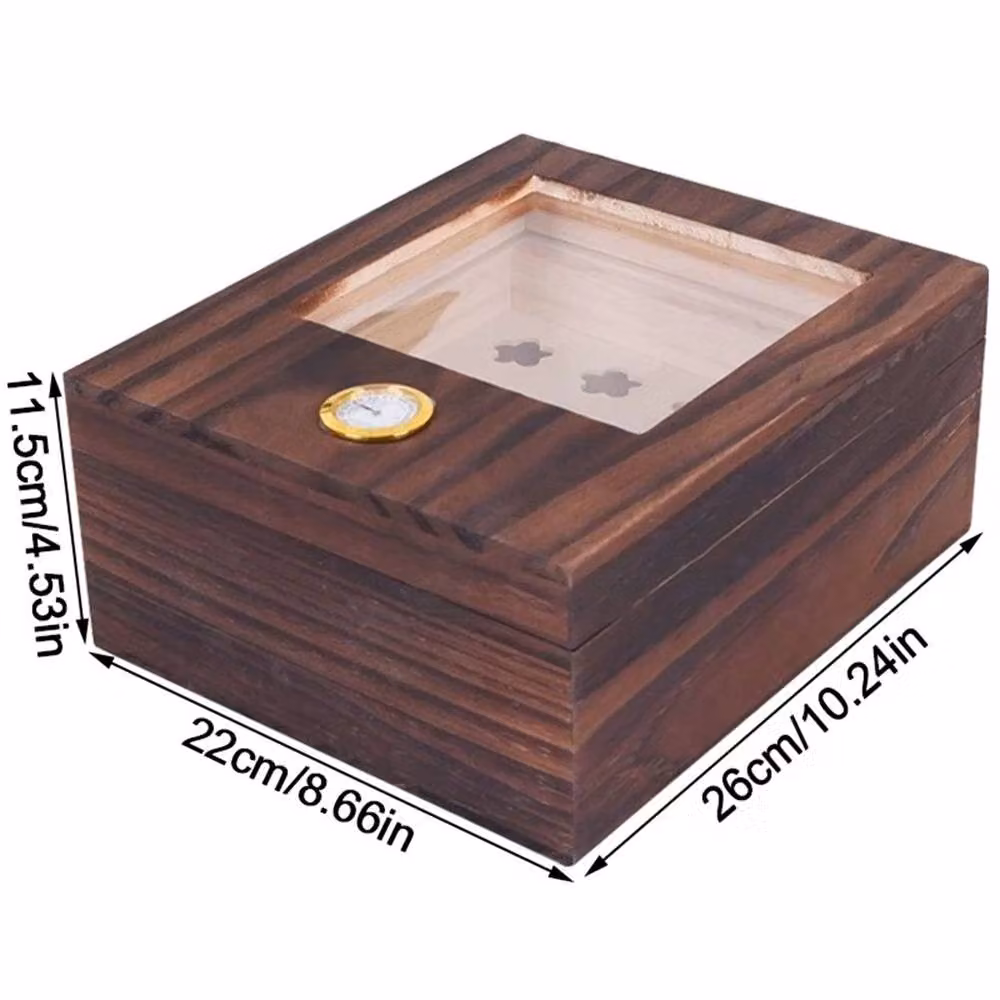 Nordara Solid Cedar Wood Cigar Humidor with Glass Top in Brown – 2