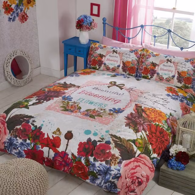 Rapport Home Secret Garden Polycotton Duvet Set with Pillowcase, Floral Vintage Design, Multicolour/Pink, W: 140 cm, L: 200 cm