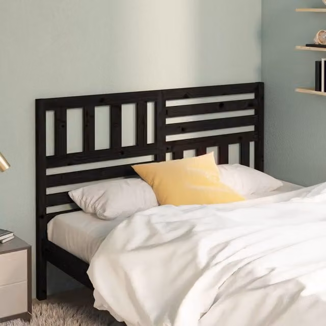 Berkfield Home Rustic Black Solid Pine Wood Bed Headboard W: 146 cm, D: 4 cm, H: 100 cm – 1