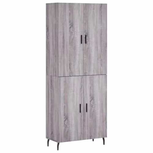 vidaXL Modern Highboard Sideboard in Grey Sonoma, Cupboard with Hinged Doors and Internal Shelves for Living Room or Bedroom, W/D/H: 180 x 34 x 69.5 cm