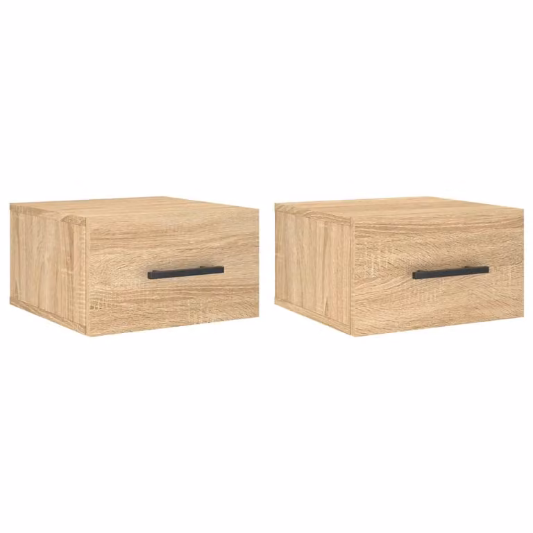 Berkfield Home Wall-mounted Bedside Cabinets, 2 Pack, Sonoma Oak, Brown, W/D/H: 35 x 35 x 20 cm
