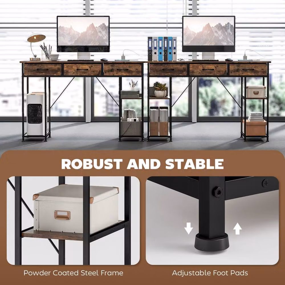 Wyld Haus Hariva Home Office Computer Desk in Rustic Brown, W: 120 cm, H: 76 cm – 7