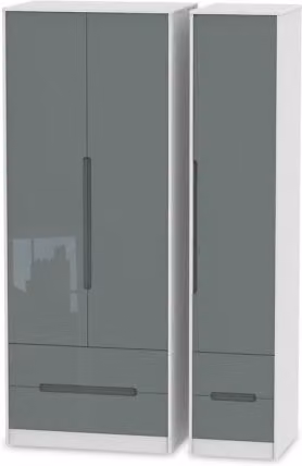 Welcome Monaco Gloss Grey 3 Door 4 Drawer Tall Triple Wardrobe