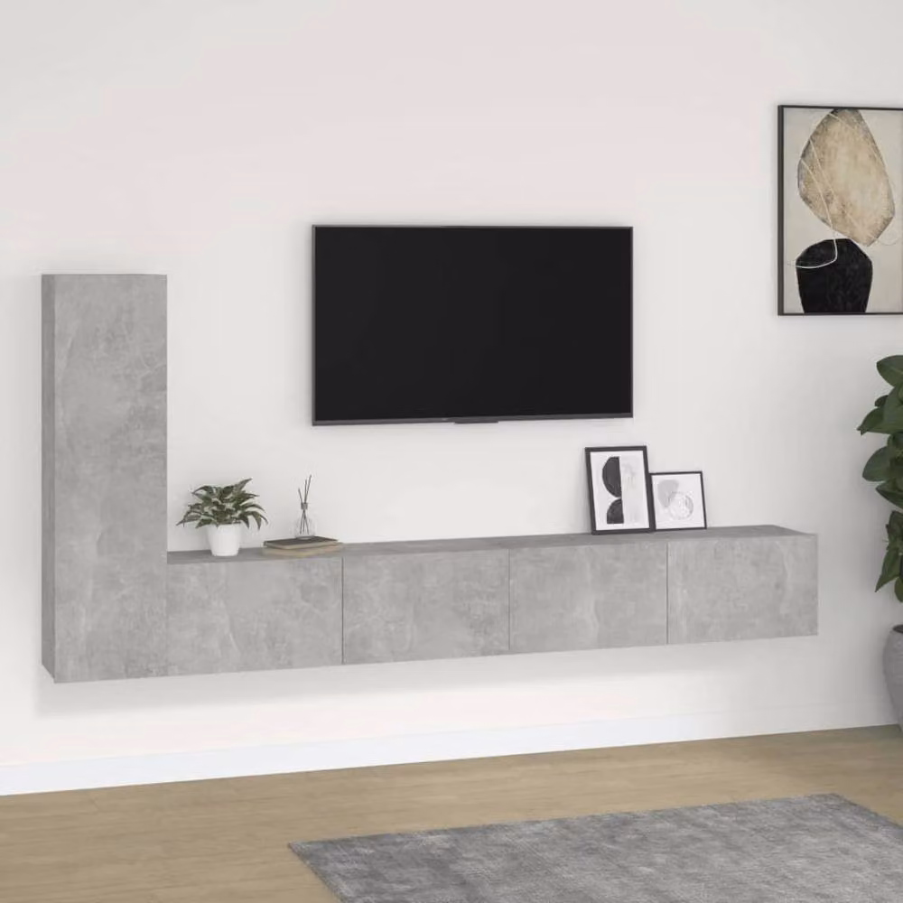 Berkfield Home 3 Piece TV Cabinet Set in Concrete Grey Engineered Wood – 2