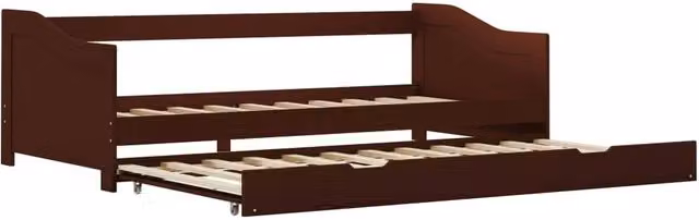 Berkfield Home Pull-out Sofa Bed Frame in Dark Brown Solid Pinewood, W/D/H: 90 x 200 cm