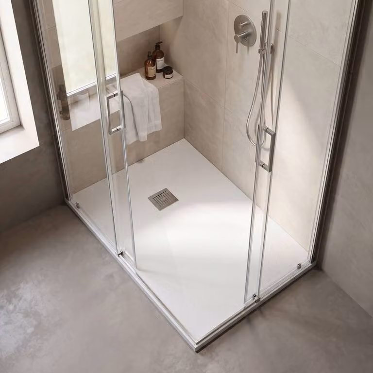 Balterley Premium Slimline Rectangular Acrylic Shower Tray, White, W: 140 cm, D: 80 cm, H: 3.2 cm