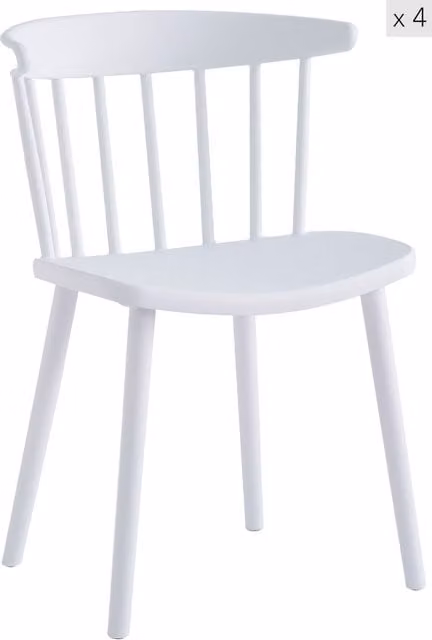 Nordlys Set of 4 White Indoor Outdoor Dining Chairs with Armrests