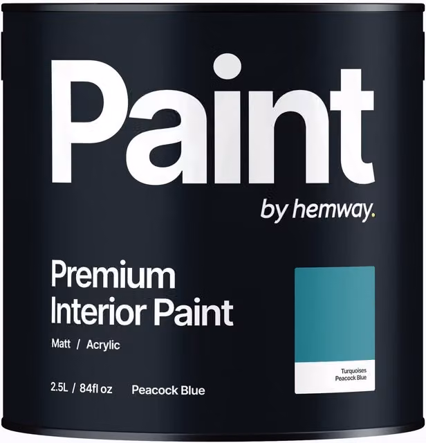 Hemway Matt Acrylic Dispersion Interior Paint in Peacock Blue, 2.5 l