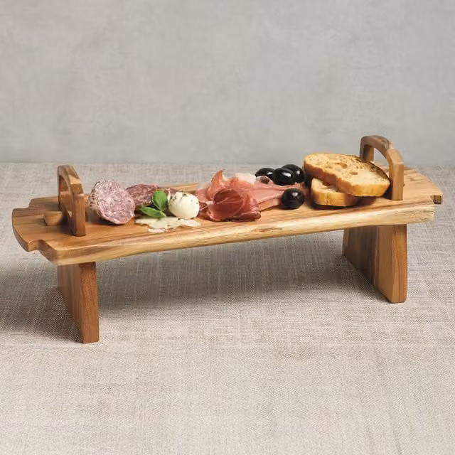 Artesa Acacia Wood Antipasti Platform Platter, Brown, W: 37 cm, D: 12 cm, H: 13 cm