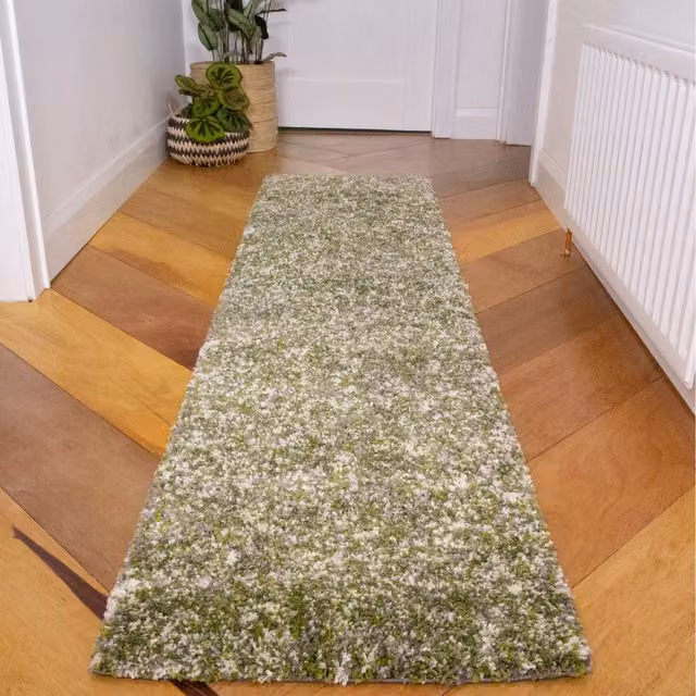 The Rug House Super Soft Mottled Shaggy Area Rug in Dark Green, W: 240 cm, D: 60 cm
