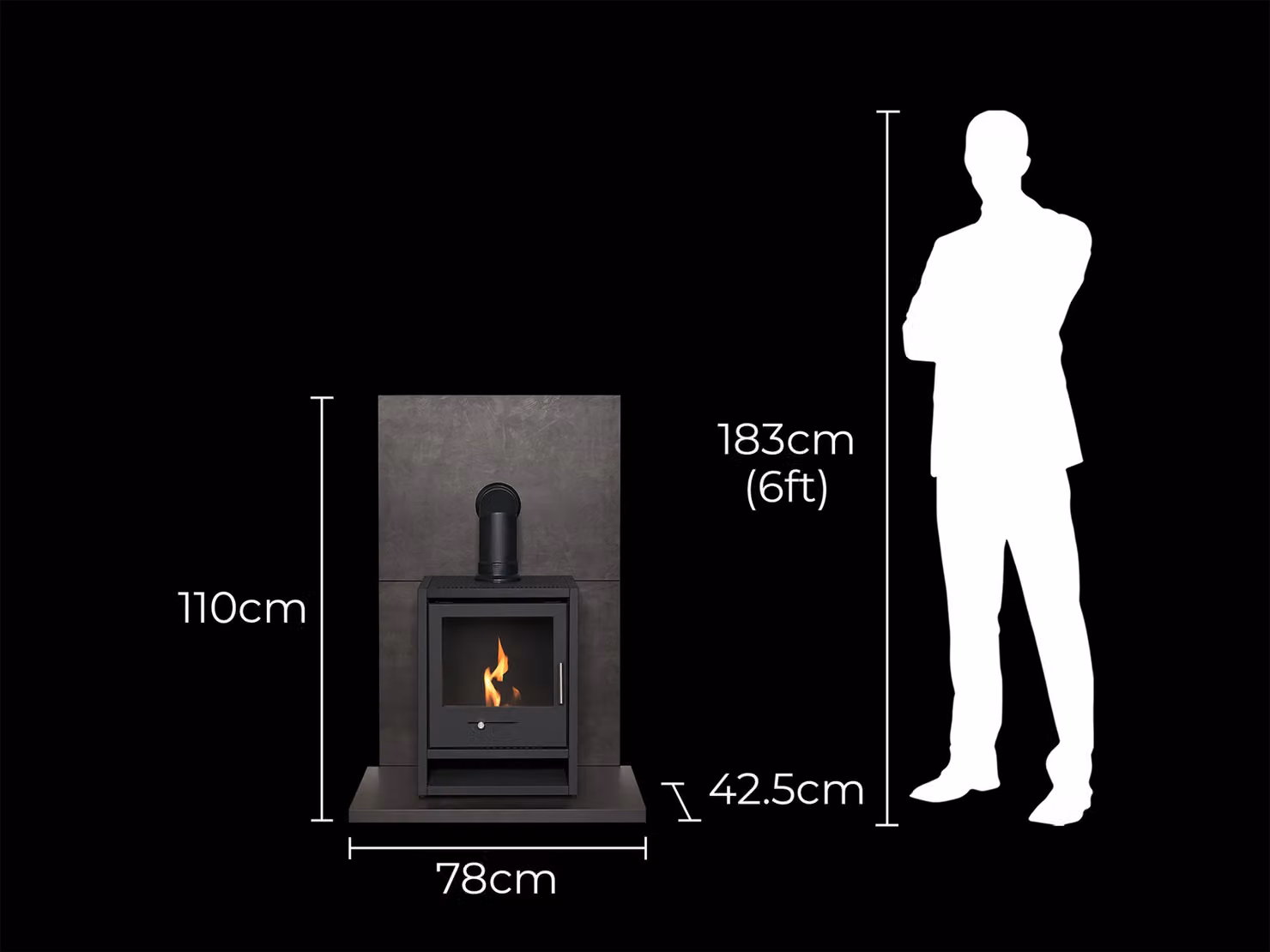 Acantha Ethanol Fireplace Set with OKO S1 Stove and Angled Pipe in Bronze Venetian Plaster Effect, Anthracite and Black – 5