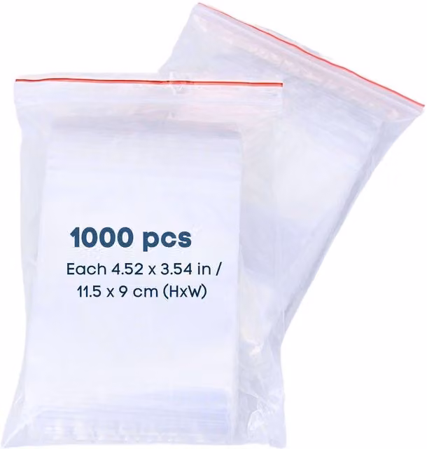 NOVECRAFTO Resealable Plastic Zip Lock Bags, 1000 Pieces, Airtight and Leakproof, White and Transparent
