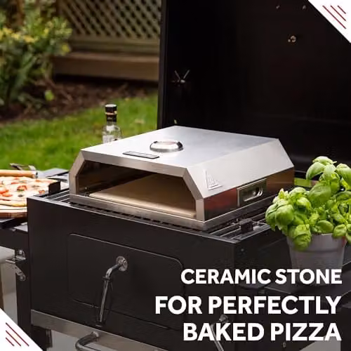 George Foreman Pizza Oven with Ceramic Stone and Foldable Paddle, Silver Stainless Steel, Suitable for Charcoal and Gas BBQs – 8