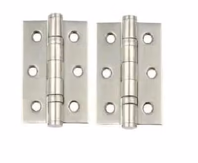 Golden Grace Satin Nickel Ball Bearing Butt Hinges, Silver, 75mm