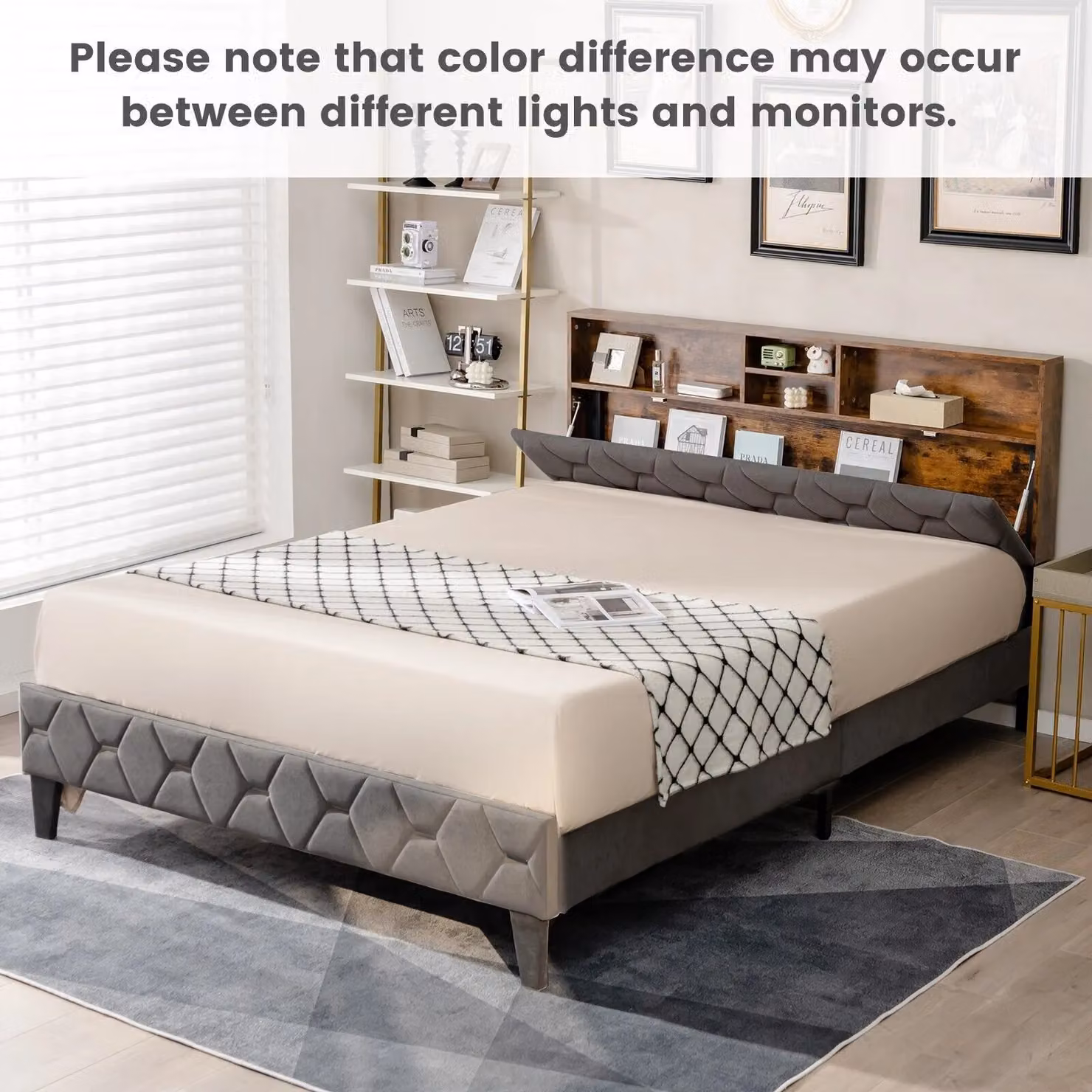 Costway Double Size Upholstered Velvet Platform Bed with Lift Up Storage Base and Headboard in Grey, W/D/H: 140 x 200 cm – 9