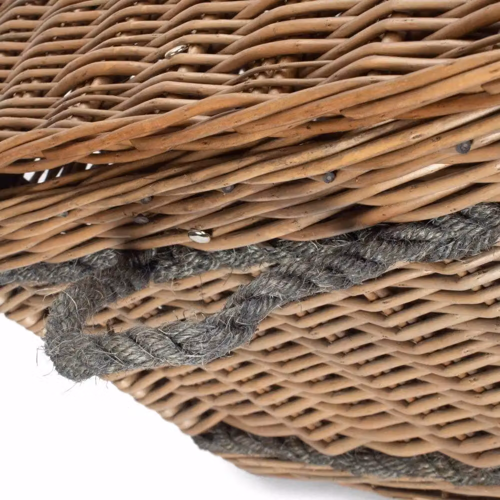 Red Hamper Antique Wash Picnic Basket with Rope Handles in Brown and Red, W/D/H: 72 x 50 x 34 cm – 4