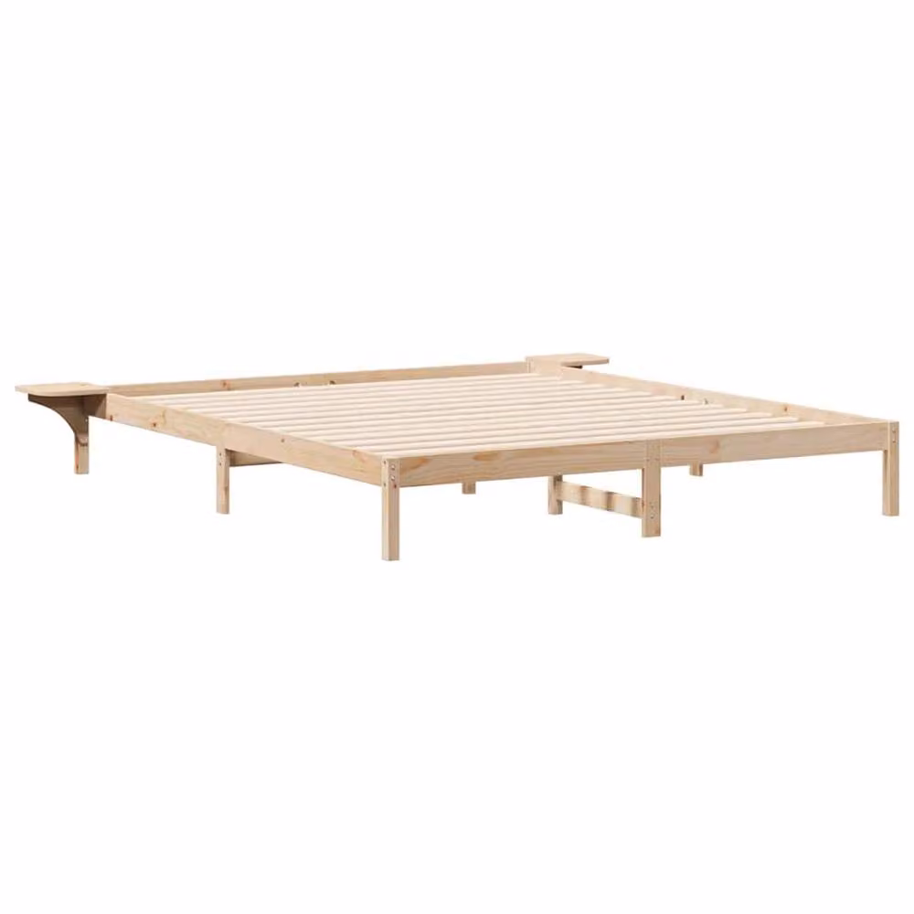 Berkfield Home Modern Solid Pine Wood Bed Frame with Side Compartments in Brown, W: 180 cm, D: 220 cm – 2