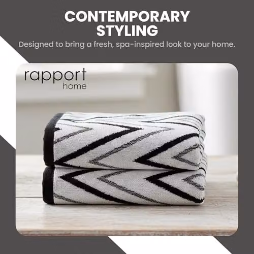 Rapport Home Helix Bath Sheets 2 Pack in Black, 500GSM 100% Cotton, W: 90 cm, H: 140 cm – 4
