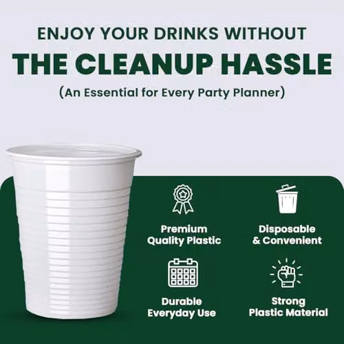 ECONX White Disposable Plastic Tumbler Cups, 200ml, 500 Pack – 2